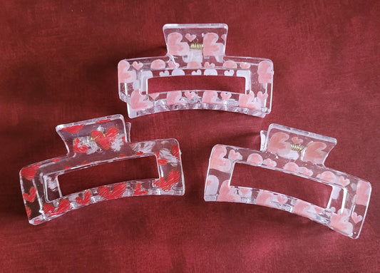 Red Heart Print Hair Clip