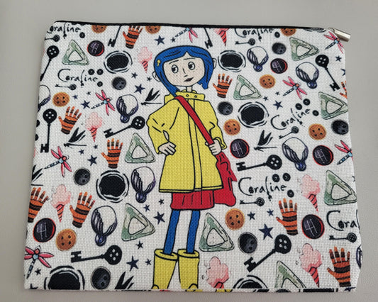 Coraline Zipper Pouch Cosmetic Bag Canvas