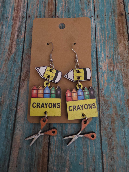 School supplies earrings